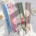 Personalized Name Paisley Skinny Scarf, Vintage Embroidered Mrs Name Hair Ribbon, Bag Handle Wrap