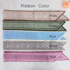 Personalized Name Paisley Skinny Scarf, Vintage Embroidered Mrs Name Hair Ribbon, Bag Handle Wrap